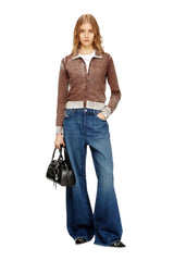 Women's Cardigan with faded reverse print Brown