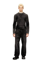 Men's Destroyed jumper with floating yarns Black