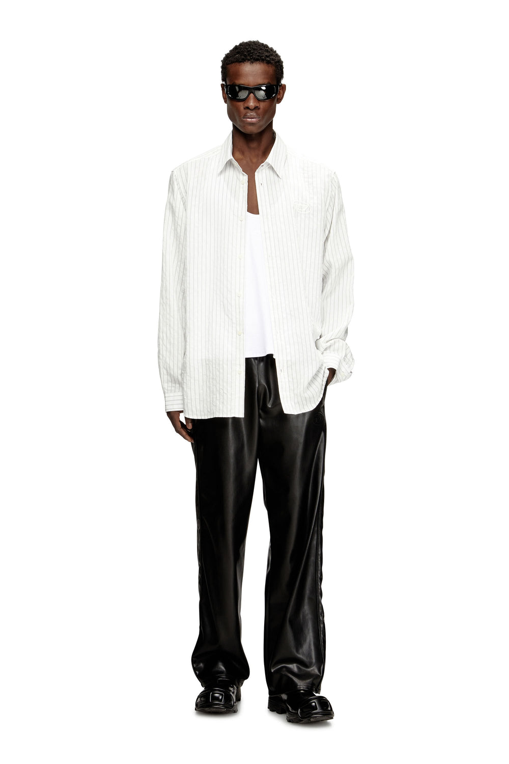 Men's Wool blend shirt with Oval D embroidery Multicolor