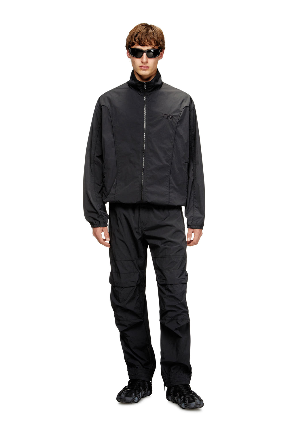 Men's Nylon pants with cargo pockets Black