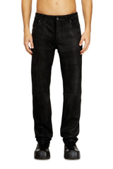 Men's Jean-cut leather pants Black