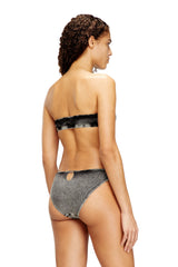 Women's Soft bandeau bra in cotton rib with jewel Oval D Grey