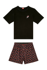 Men's Cotton pajama set with all-over print Black