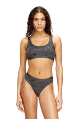 Women's Stretch-cotton bralette with metallic print Grey