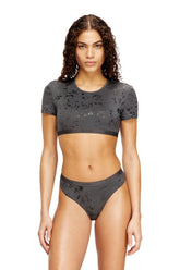 Women's Cropped T-shirt with metallic effect Pink