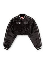 Women's Cropped satin souvenir jacket Black