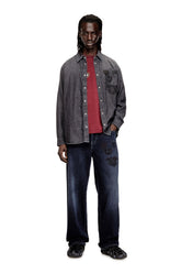 Men's Denim shirt with embroidered emblem Grey