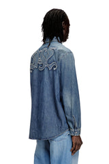 Men's Denim shirt with back embroidery Blue