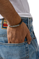 Women's Hematite Beaded Bracelet Silver