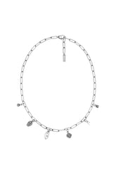 Women's Stainless Steel Charm Necklace Silver