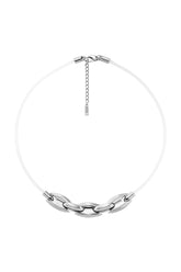 Women's Stainless Steel and Silicone Metamorph Chain Necklace Silver