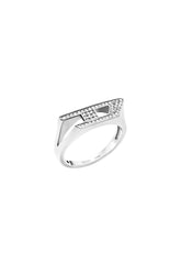 Women's Stainless steel glitz signet ring Silver