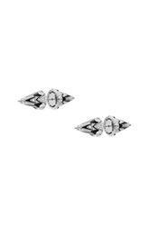 Women's Two-tone brass stud earrings Silver