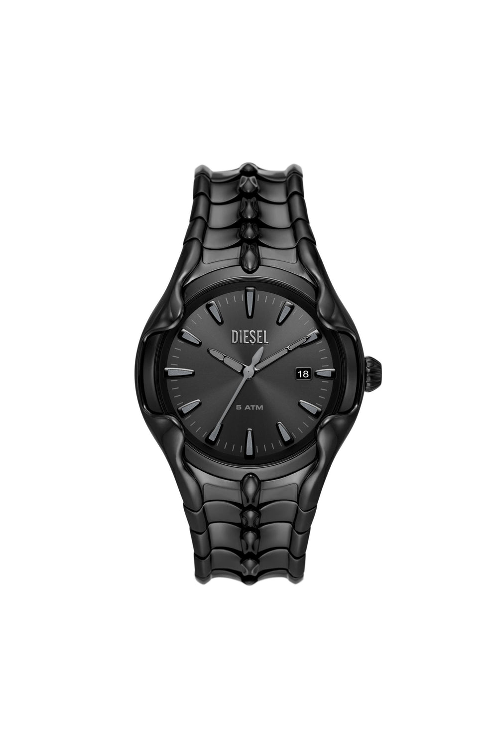 Men's Vert Three-Hand Date Black Stainless Steel Watch Black