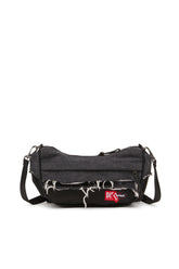 Women's Shoulder bag in destroyed denim and CORDURA® Black