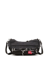 Women's Shoulder bag in destroyed denim and CORDURA® Black