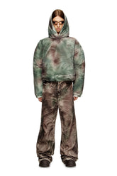 Women's Puffy hooded jacket in camo nylon Multicolor