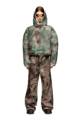 Women's Puffy hooded jacket in camo nylon Multicolor