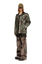 Women's Trucker jacket in crinkled camo canvas Multicolor