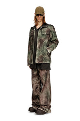 Women's Trucker jacket in crinkled camo canvas Multicolor