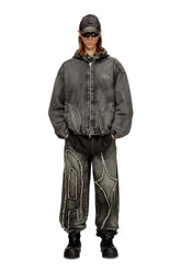 Women's Hooded jacket in faded denim Black