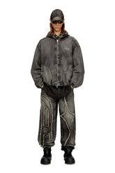 Women's Hooded jacket in faded denim Black