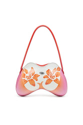 Women's Double-D-Glossy shoulder bag with lotus print White
