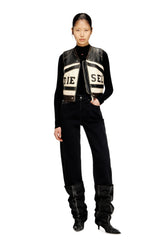 Women's Leather vest with front logo and contrast stripes Multicolor