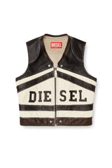 Women's Leather vest with front logo and contrast stripes Multicolor