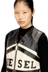 Women's Leather vest with front logo and contrast stripes Multicolor
