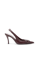 Women's D-Venus-Burgundy slingback pumps in nappa leather Red
