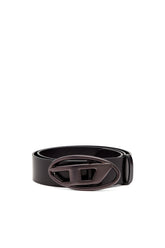 Women's 3.9cm leather belt with metallic Oval D buckle Black