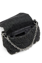 Women's Charm-D Shoulder M bag in quilted Denim Black