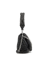 Women's Charm-D Shoulder M bag in quilted Denim Black
