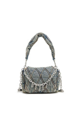 Women's Charm-D S-Small handbag in quilted denim Blue