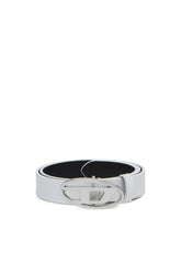 Women's 2.4cm leather belt with enamelled buckle White