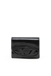 Women's Tri-fold wallet in mirrored leather Black