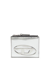 Women's Bi-fold leather wallet with Oval D logo Silver