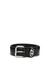 Women's 3.9cm logo-plaque embellished leather belt Black