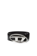 Men's 4cm Leather belt with Oval D buckle Black