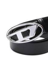 Men's 4cm Leather belt with Oval D buckle Black