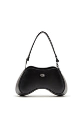 Women's Play-Semi gloss leather shoulder bag Black