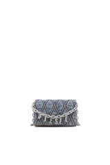 Women's Wallet purse in argyle quilted denim Blue