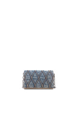 Women's Wallet purse in argyle quilted denim Blue