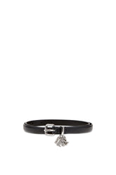 Women's 1.4cm nappa leather belt with logo charms Black