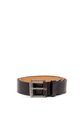 Men's 4cm Leather belt with fifth pocket logo flag Black