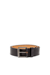 Men's 4cm Leather belt with fifth pocket logo flag Black