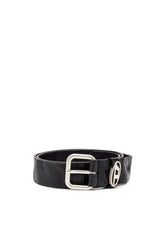 Women's 3.9cm logo-plaque wrinkled leather belt Black