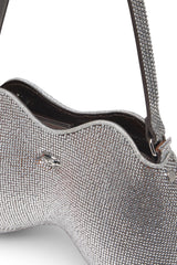 Women's Double-D-Shoulder bag with all-over crystals Silver