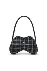 Women's Double-D-Shoulder bag with houndstooth motif Black